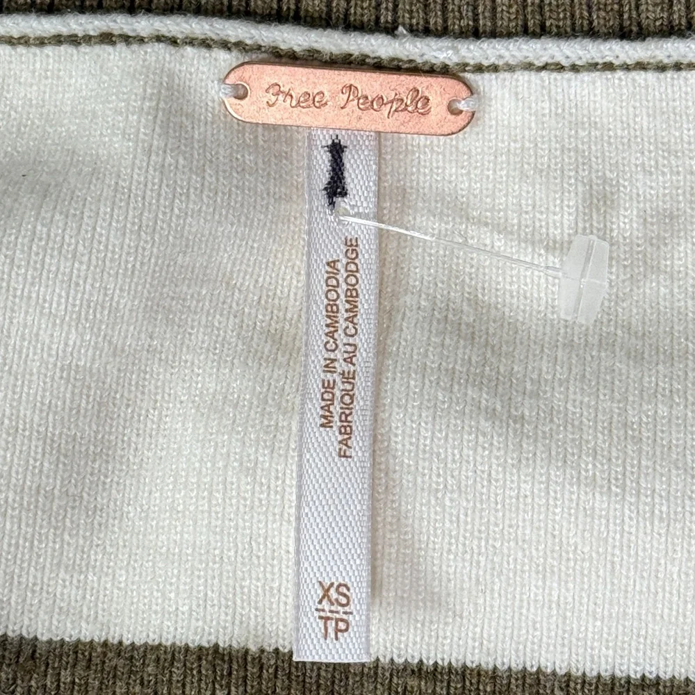 Free People League Of Her Own Cardigan XS‎ Pink Brown Stripe Preppy Slouchy NWOT